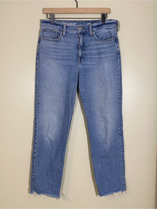 J. Crew Denim - J. Crew High Rise Straight Leg Raw Hem Denim Blue Medium Wash Size 29